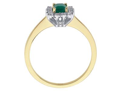 Diamond and octagon emerald ring in 14 carat white and yellow gold