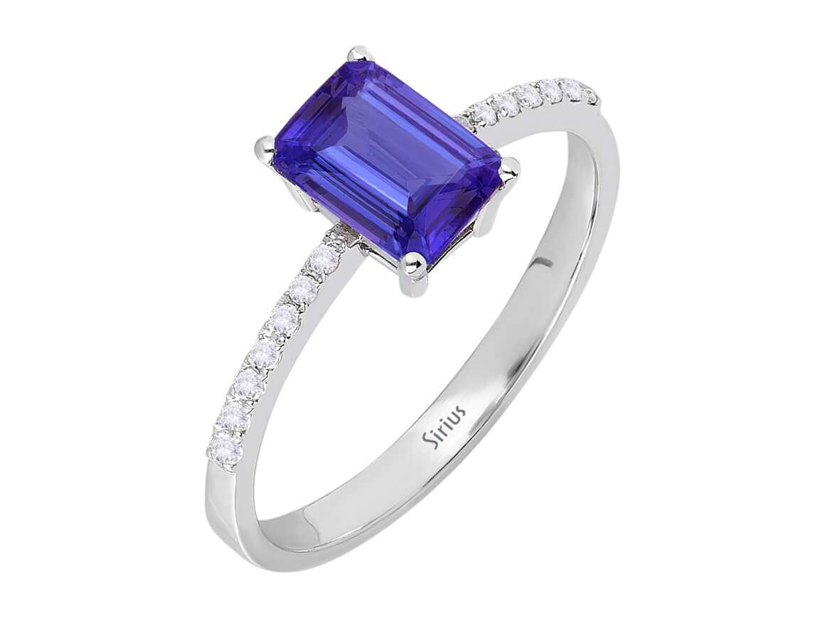 Diamant und Oktagon Schliff AAA Tansanit Ring - handgefertigter Diamantschmuck aus Feingold | Sirius Diamant