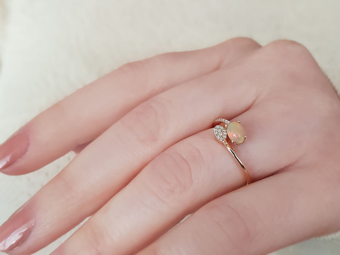 Diamant und Opal Galaxis Damenring