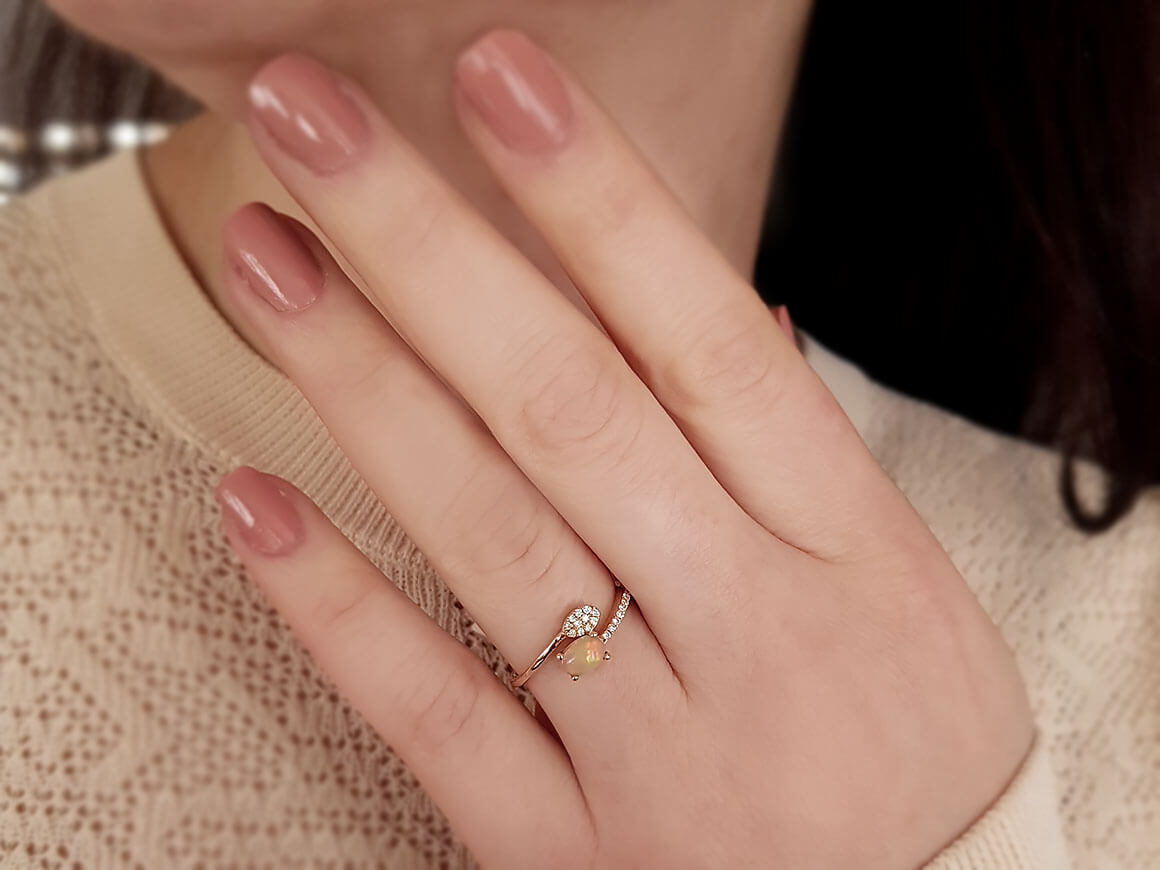 Diamond and Opal Galaxy Ladies Ring