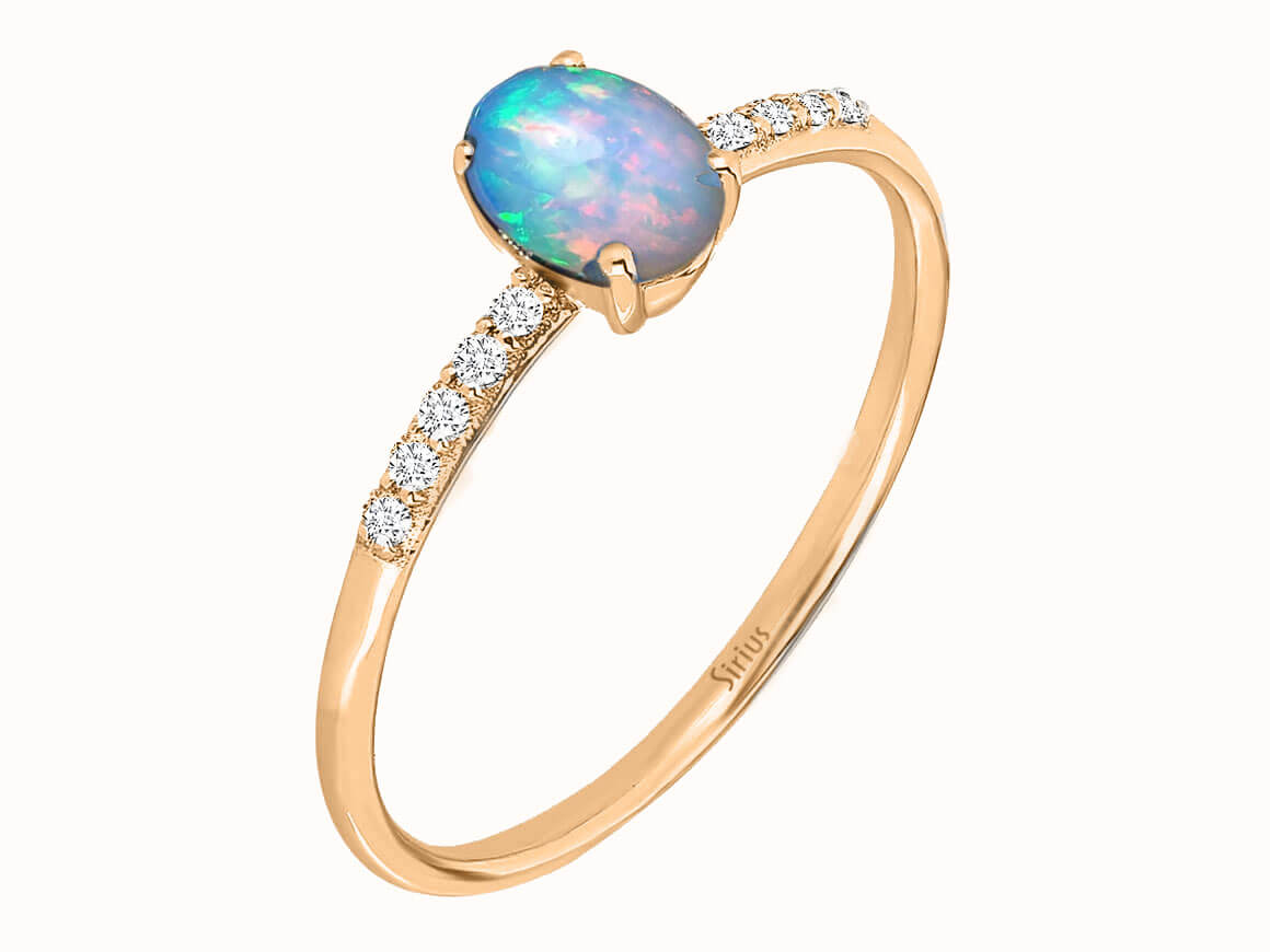 Diamant und Opal Ring – handgefertigter Diamantschmuck aus Feingold | Sirius Diamant
