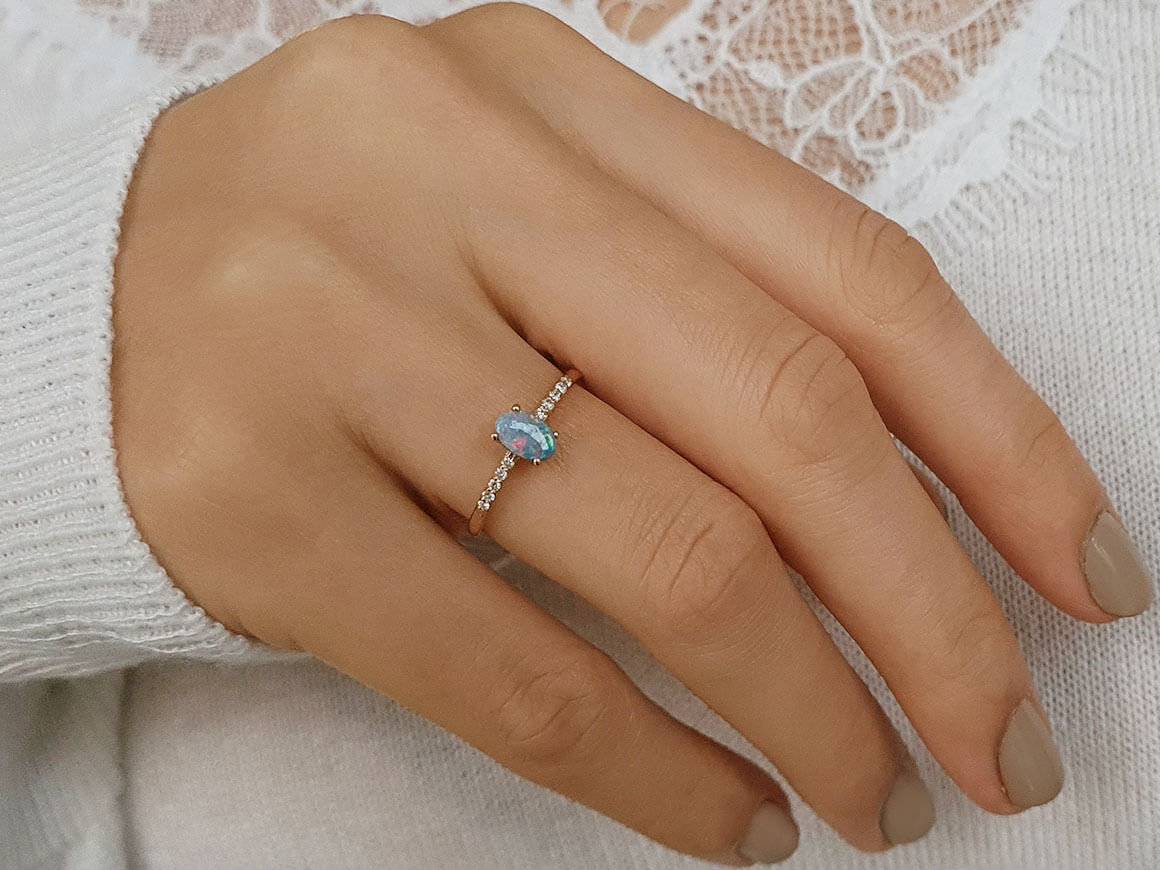 Diamond and Opal Ring