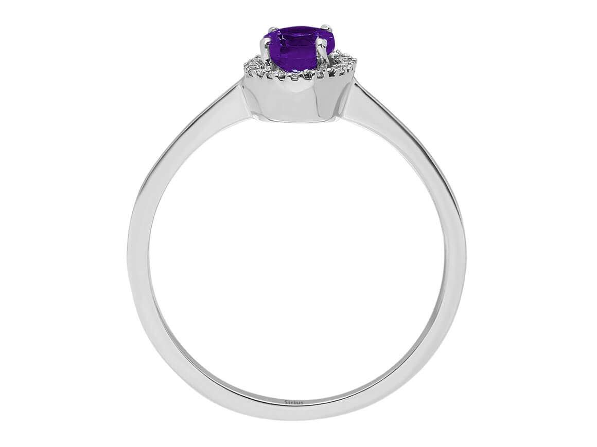 Diamond and oval amethyst jewelry set in 333 8K white gold
