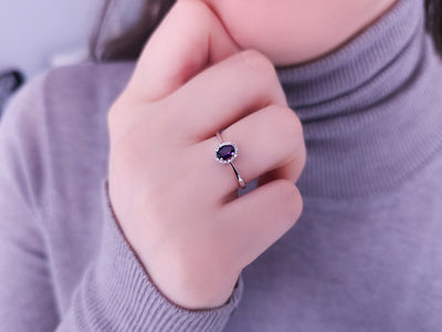 Diamond and Oval Amethyst Ring