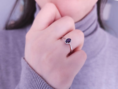 Diamond and Oval Amethyst Ring