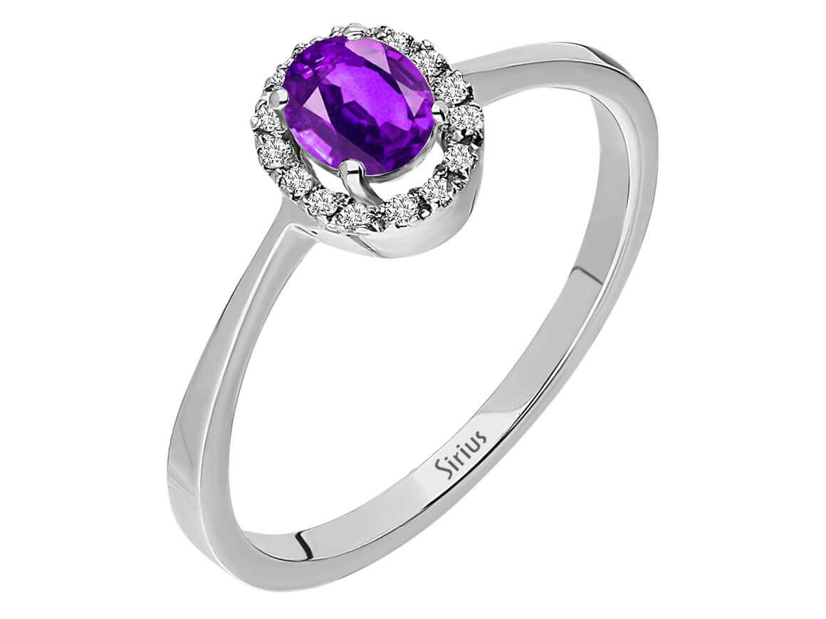 Diamant und Oval Amethyst Ring - handgefertigter Diamantschmuck aus Feingold | Sirius Diamant