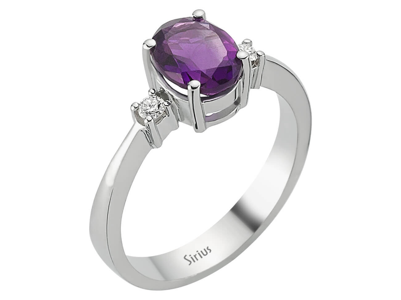 Diamond and Oval Amethyst Ring