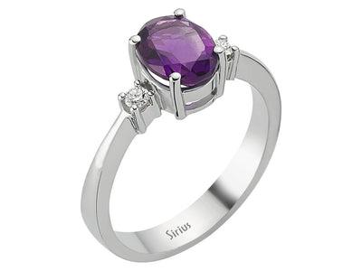Diamond and Oval Amethyst Ring