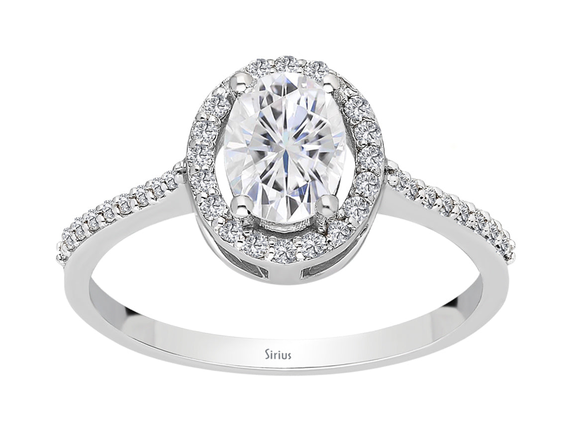 Diamond and Oval White Sapphire Ring