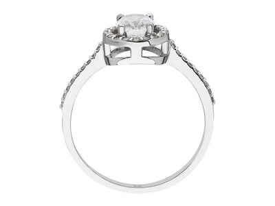 Diamond and Oval White Sapphire Ring