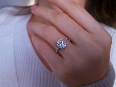 Diamond and Oval White Sapphire Ring