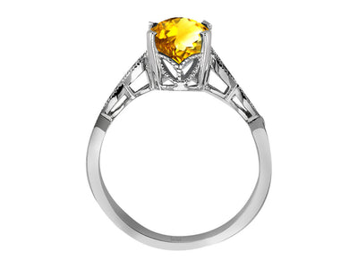 Diamond and Oval Citrine Aten Ring