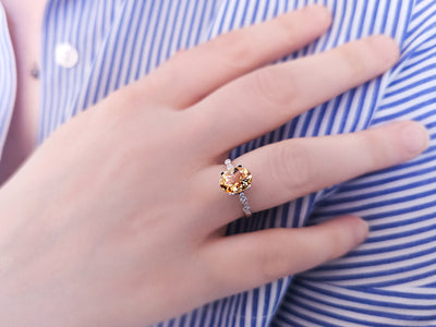 Diamond and Oval Citrine Aten Ring