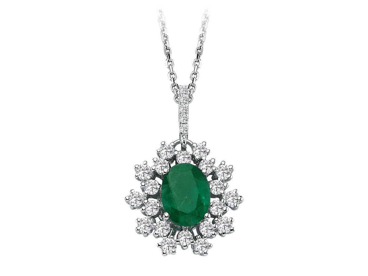 Diamant und Oval Smaragd Moiree Collier - handgefertigter Diamantschmuck aus Feingold | Sirius Diamant