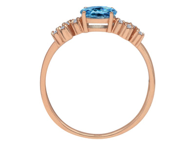Aquala ring with diamonds and oval blue topaz