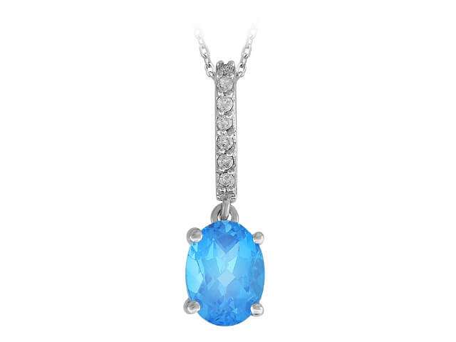 Diamant und Blauer Topas Collier