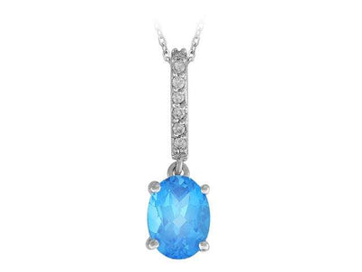 Diamant und Blauer Topas Collier