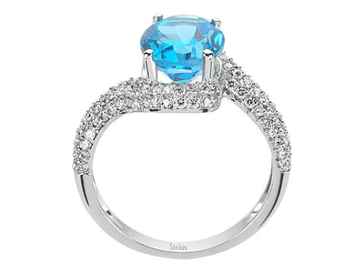 Diamond and Oval Blue Topaz Ring