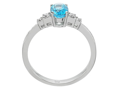 Diamond and Oval Blue Topaz Ring