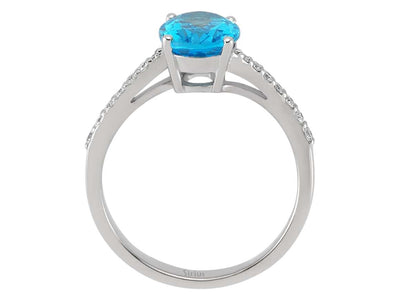 Diamond and Oval Blue Topaz Ring