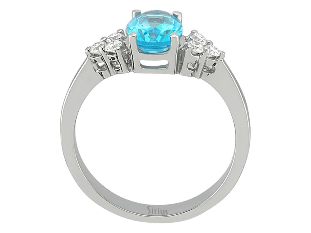 Diamant und Oval Blauer Topas Ring - handgefertigter Diamantschmuck aus Feingold | Sirius Diamant