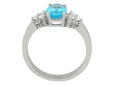 Diamond and Oval Blue Topaz Ring