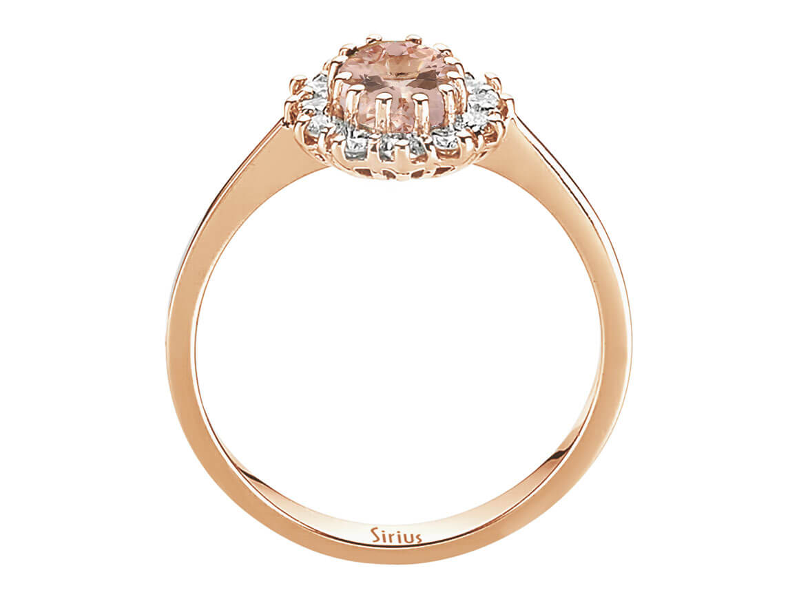 Diamant und Oval Morganit Ring