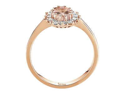 Diamant und Oval Morganit Ring