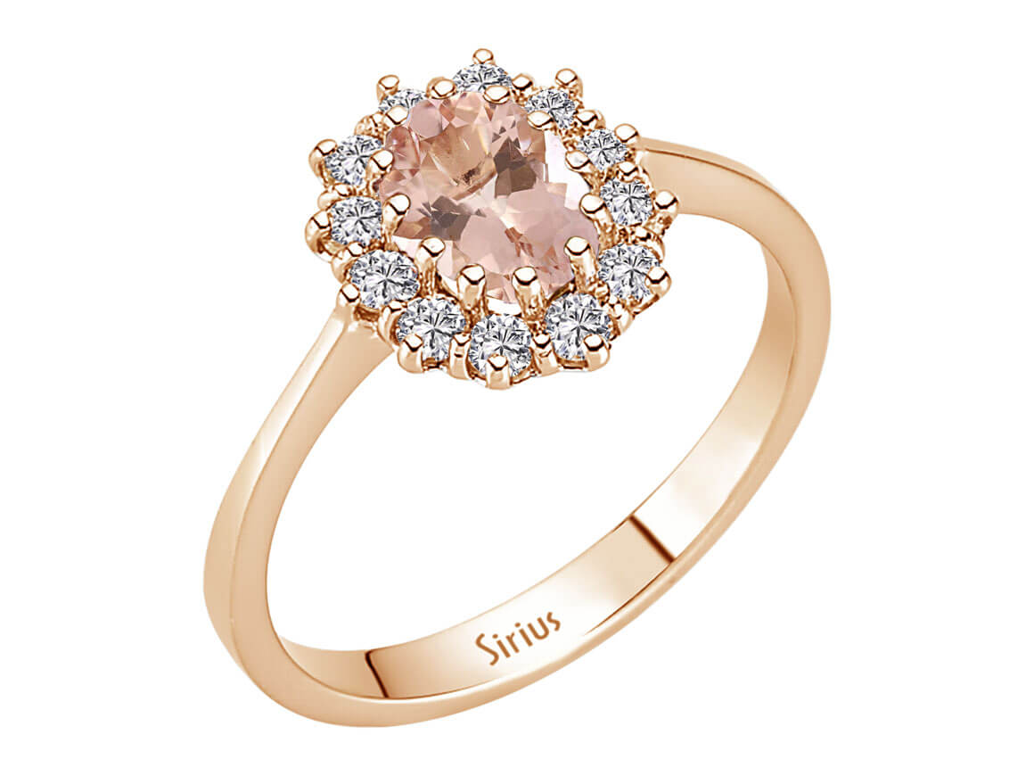 Diamant und Oval Morganit Ring