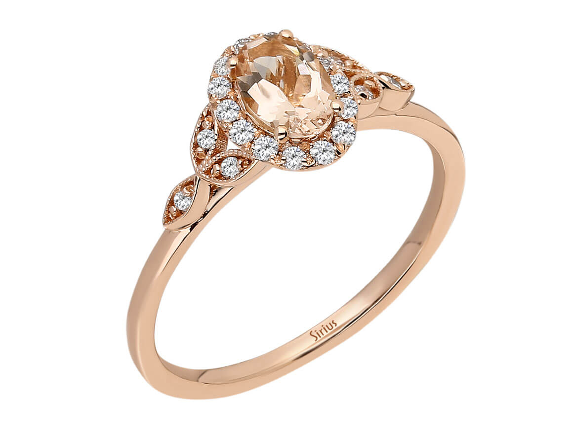Bague de rêve en diamant et morganite ovale