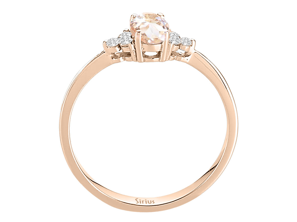 Diamond and Oval Morganite Ring