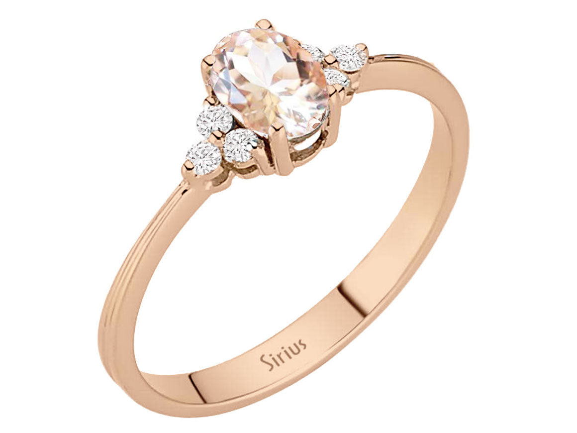 Diamant und Oval Morganit Ring - handgefertigter Diamantschmuck aus Feingold | Sirius Diamant