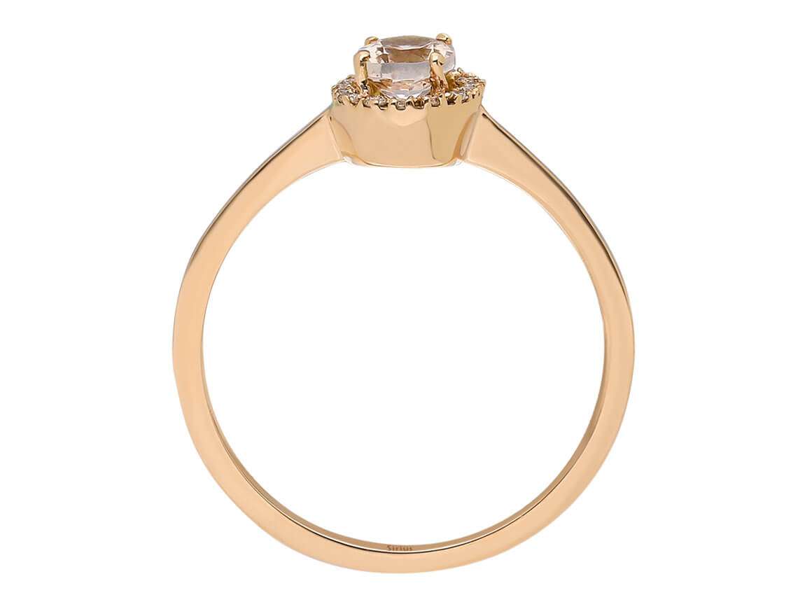 Diamant und Oval Morganit Vintage Ring - handgefertigter Diamantschmuck aus Feingold | Sirius Diamant