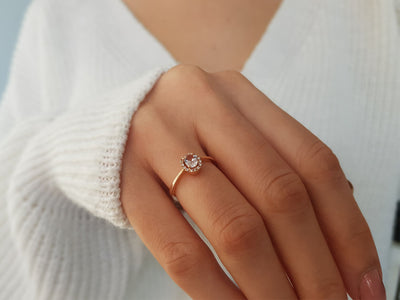 Bague vintage en diamant et morganite ovale 