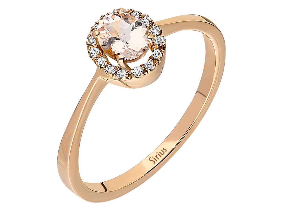 Diamant und Oval Morganit Vintage Ring - handgefertigter Diamantschmuck aus Feingold | Sirius Diamant