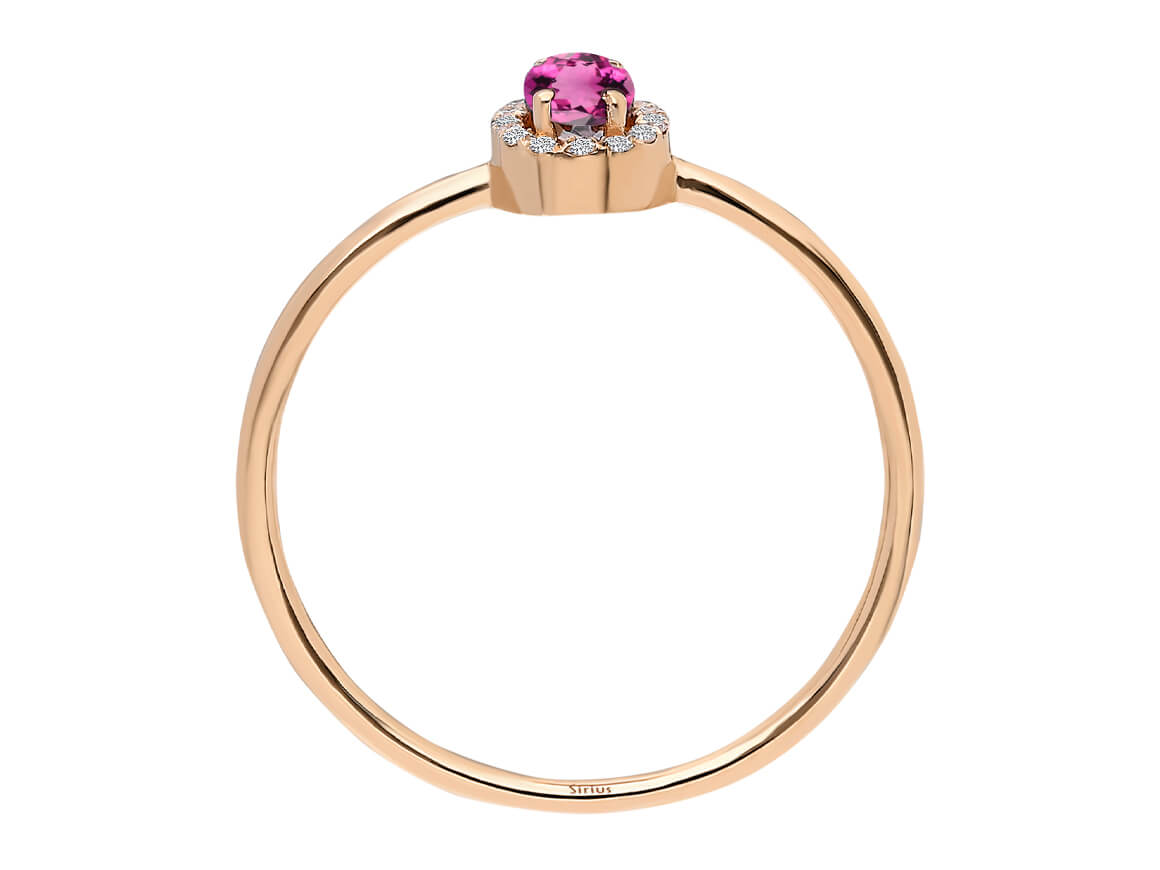 Diamant und Ovaler Schliff Rosa Turmalin Ring - handgefertigter Diamantschmuck aus Feingold | Sirius Diamant