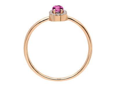 Diamond and Oval Cut Pink Tourmaline Ring