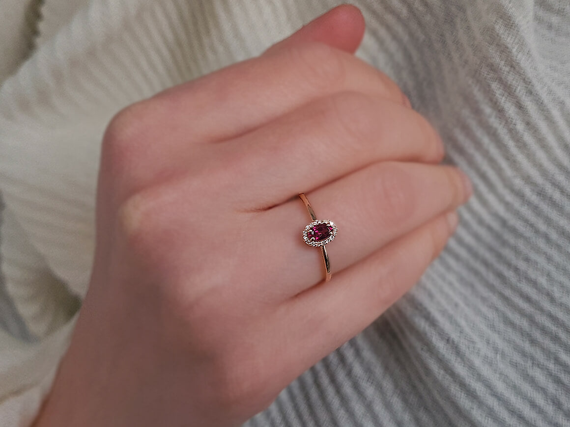Diamond and Oval Cut Pink Tourmaline Ring