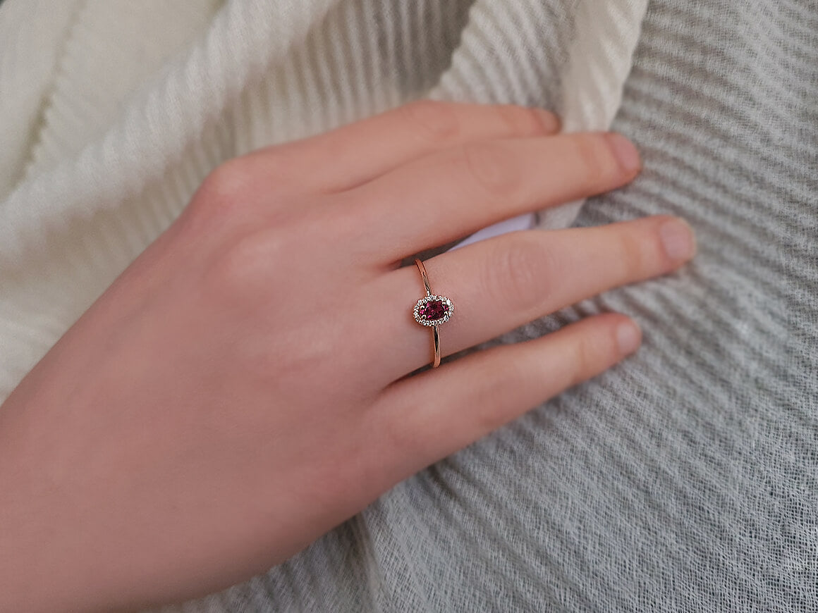 Diamond and Oval Cut Pink Tourmaline Ring