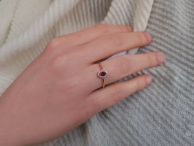 Diamond and Oval Cut Pink Tourmaline Ring