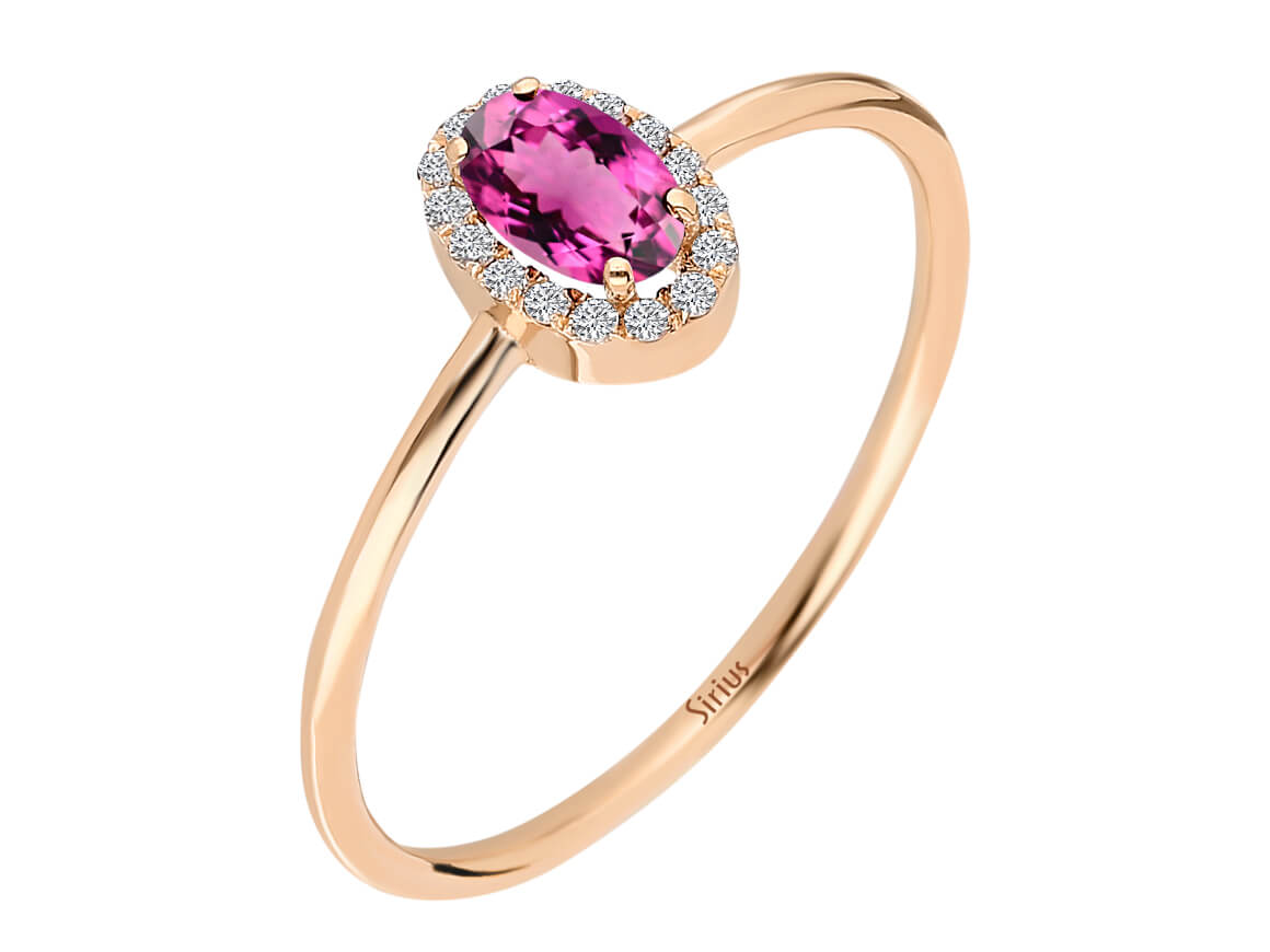 Diamant und Ovaler Schliff Rosa Turmalin Ring - handgefertigter Diamantschmuck aus Feingold | Sirius Diamant
