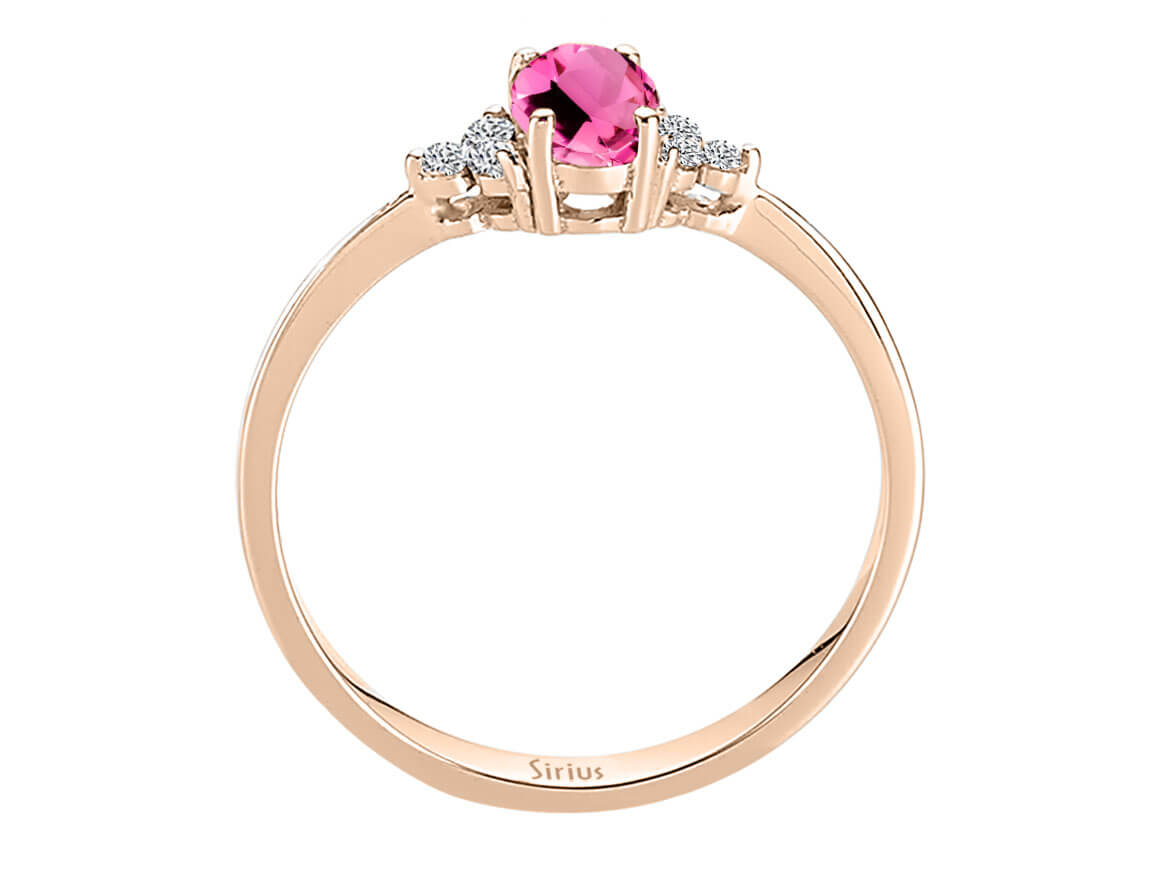 Diamond and Oval Pink Tourmaline Ring