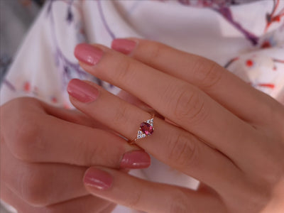 Diamond and Oval Pink Tourmaline Ring