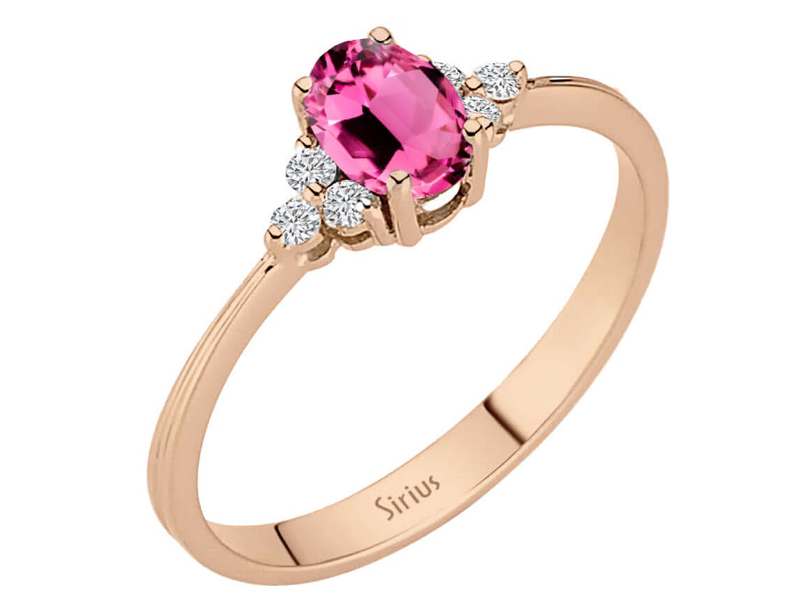 Diamond and Oval Pink Tourmaline Ring