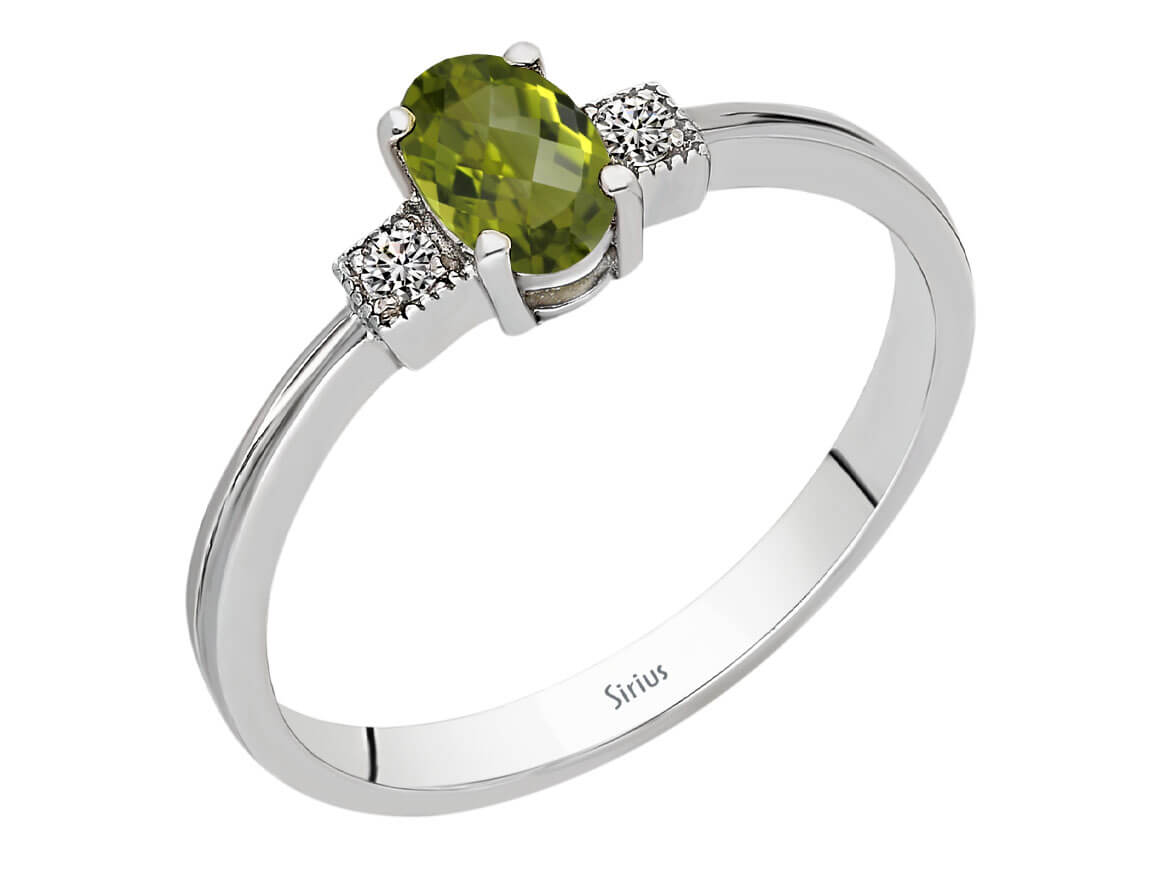 Diamant und Oval Peridot Ring – handgefertigter Diamantschmuck aus Feingold | Sirius Diamant