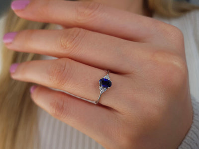 Diamond and Oval Cut Sapphire Ring