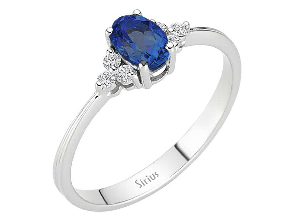 Diamant und Oval Schliff  Saphir Ring - handgefertigter Diamantschmuck aus Feingold | Sirius Diamant