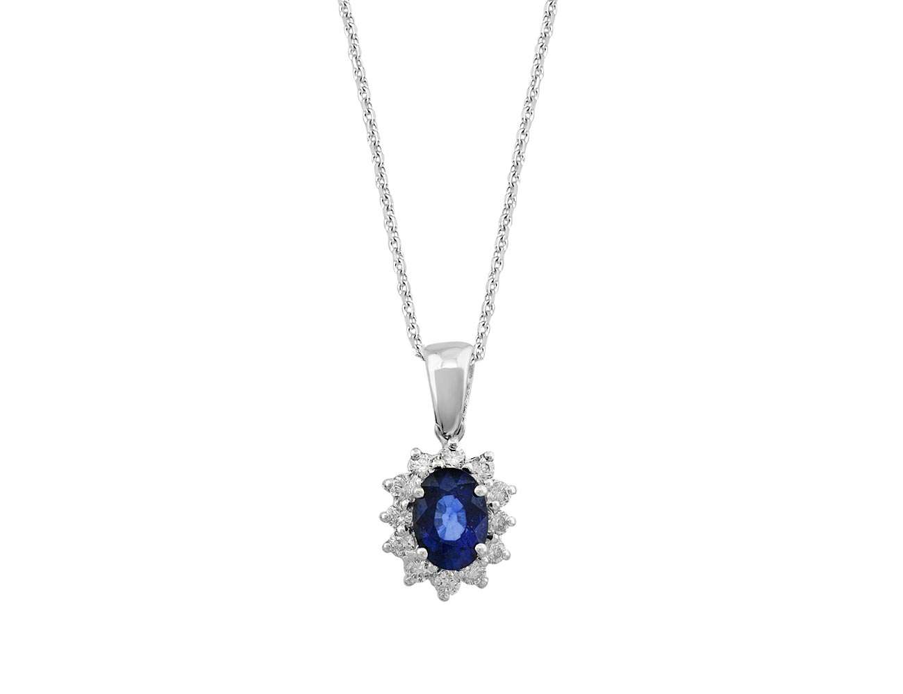 Diamond and Oval Sapphire Anturaj Pendant