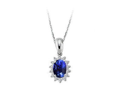 Collier diamant et saphir ovale