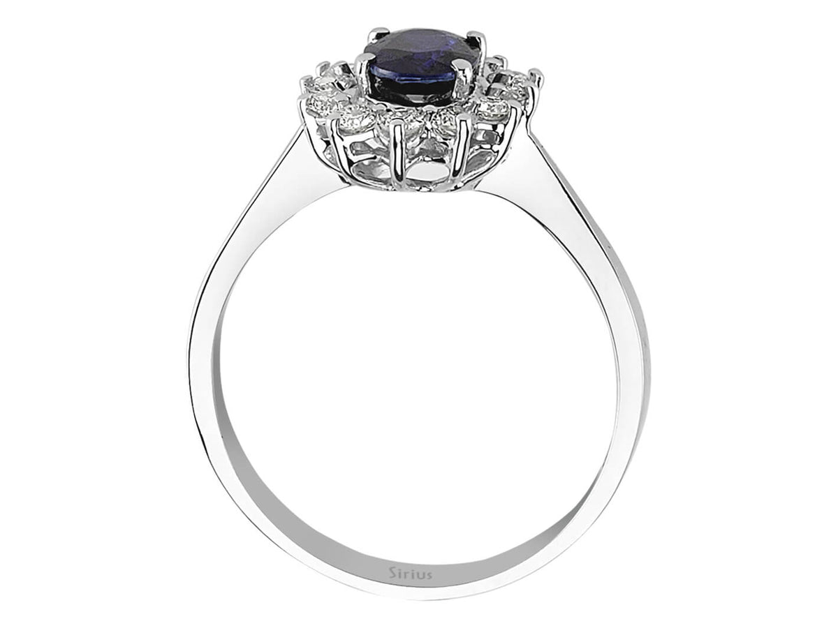 Diamant und Oval Sapir Ring - handgefertigter Diamantschmuck aus Feingold | Sirius Diamant